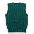 Vintage Man Lee Sweater Vest Adult EXTRA SMALL Green Cable Knit Acrylic USA 70s