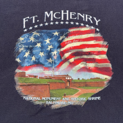 Vintage Fort McHenry Shirt Adult LARGE Blue Baltimore Maryland History Flag Y2K-2 Vintage Fort McHenry Shirt Adult LARGE Blue Baltimore Maryland History Flag Y2K