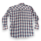 Vintage Ely Plains Western Shirt Adult LARGE Blue Red Plaid Pearl Snap 80s