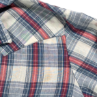 Vintage Ely Plains Western Shirt Adult LARGE Blue Red Plaid Pearl Snap 80s