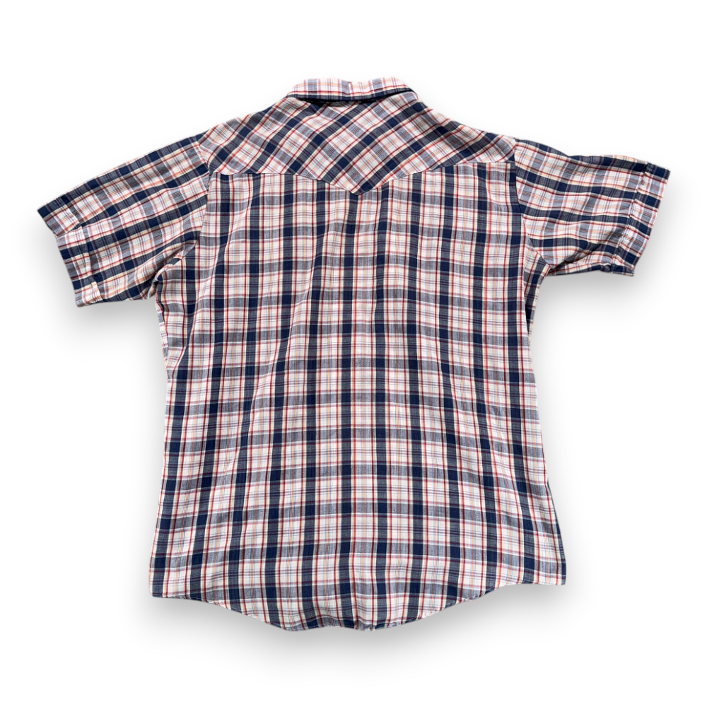Vintage Double S Western Shirt Adult LARGE Blue Red Plaid Pearl Snap USA 70s-3 Vintage Double S Western Shirt Adult LARGE Blue Red Plaid Pearl Snap USA 70s
