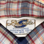 Vintage Double S Western Shirt Adult LARGE Blue Red Plaid Pearl Snap USA 70s