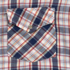 Vintage Double S Western Shirt Adult LARGE Blue Red Plaid Pearl Snap USA 70s