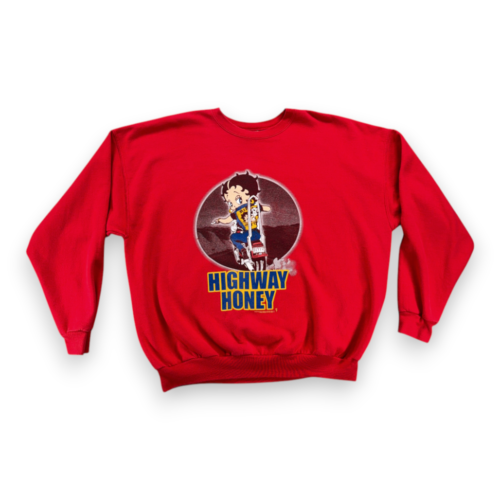 Vintage Betty Boop Sweater Adult 2XL XXL Red Sweatshirt Highway Honey Biker Y2K