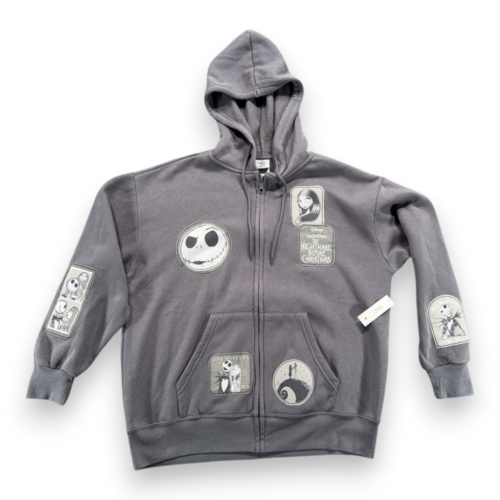 Disney Nightmare Before Christmas Sweater Womens LARGE Gray Hoodie Jack Sally