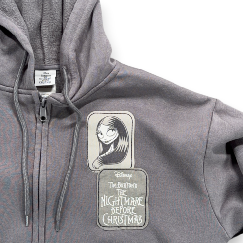 Disney Nightmare Before Christmas Sweater Womens LARGE Gray Hoodie Jack Sally-2 Disney Nightmare Before Christmas Sweater Womens LARGE Gray Hoodie Jack Sally