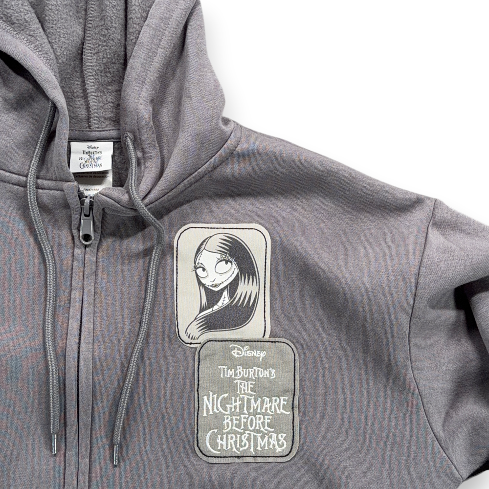 Disney Nightmare Before Christmas Sweater Womens LARGE Gray Hoodie Jack Sally-2 Disney Nightmare Before Christmas Sweater Womens LARGE Gray Hoodie Jack Sally