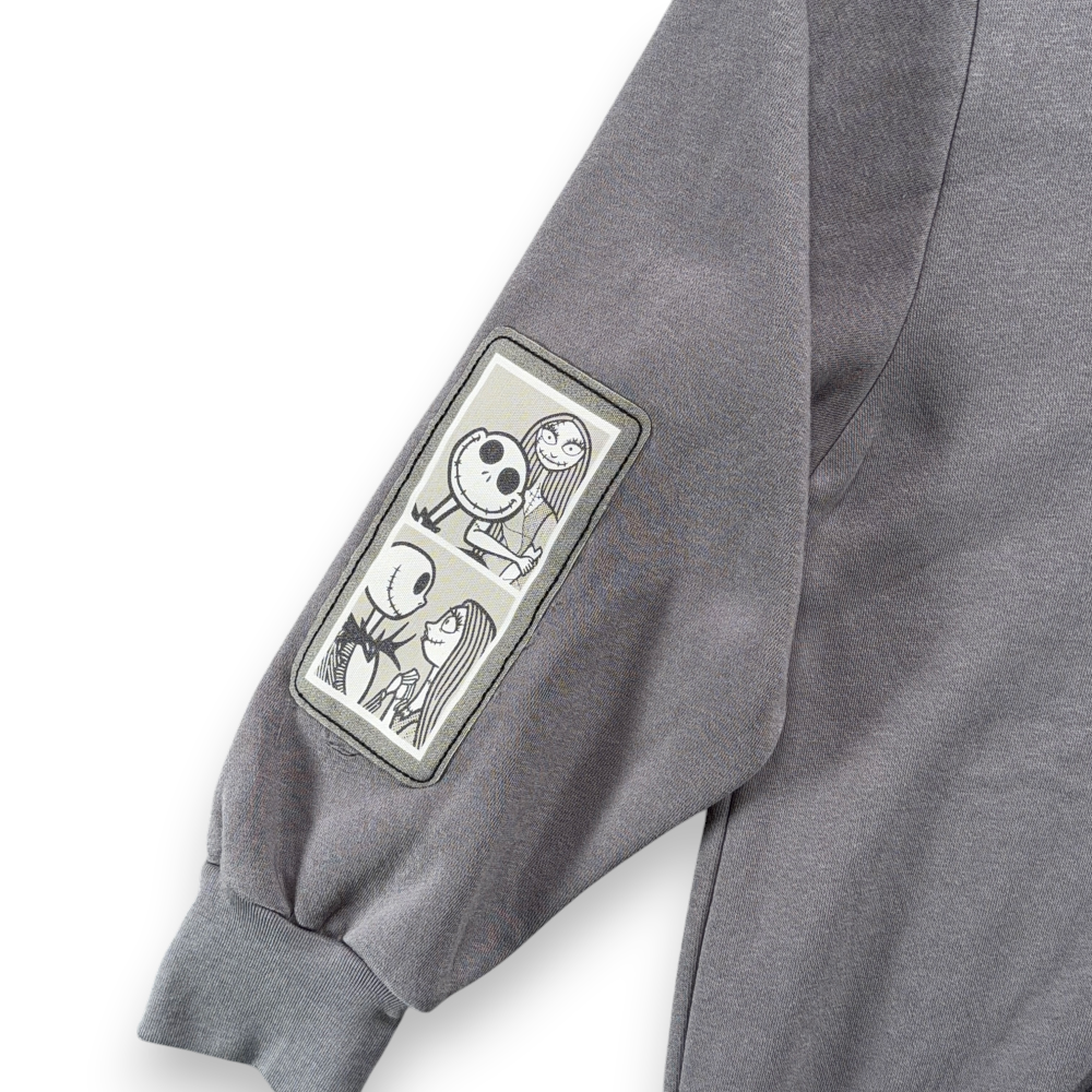 Disney Nightmare Before Christmas Sweater Womens LARGE Gray Hoodie Jack Sally-7 Disney Nightmare Before Christmas Sweater Womens LARGE Gray Hoodie Jack Sally