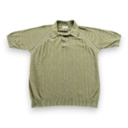 Vintage Campus Polo Shirt Adult LARGE Green Ban Lon Knit Textured Mod USA 60s