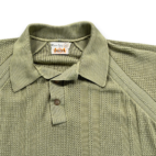Vintage Campus Polo Shirt Adult LARGE Green Ban Lon Knit Textured Mod USA 60s
