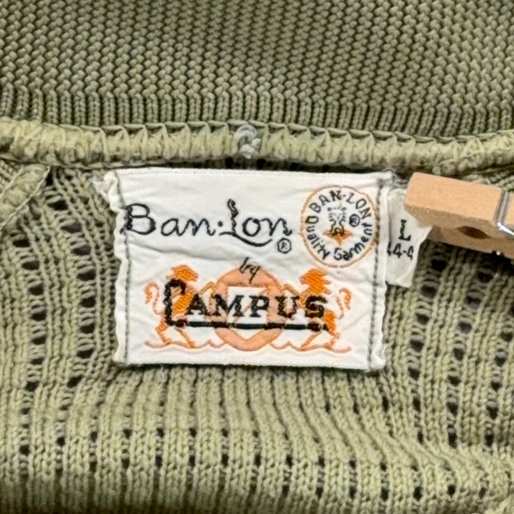 Vintage Campus Polo Shirt Adult LARGE Green Ban Lon Knit Textured Mod USA 60s-5 Vintage Campus Polo Shirt Adult LARGE Green Ban Lon Knit Textured Mod USA 60s