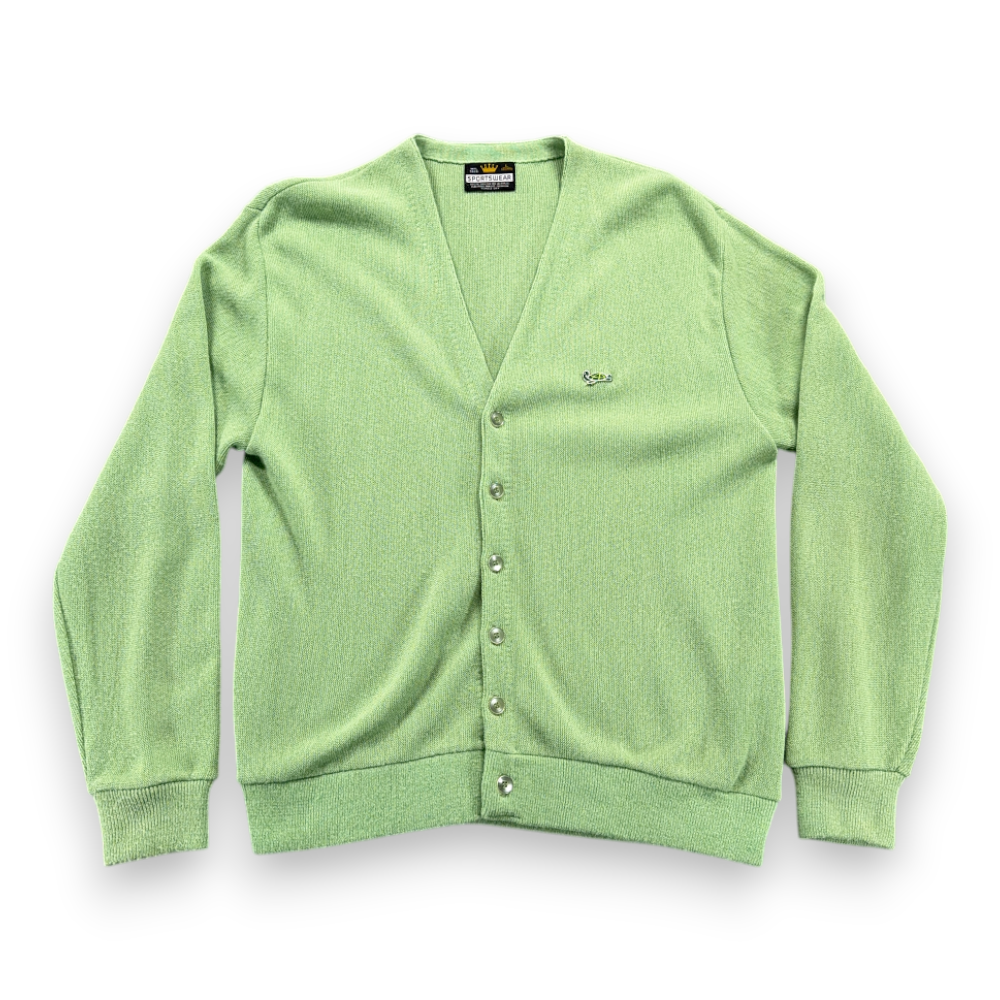 Vintage Crown Sportswear Sweater Adult MEDIUM Green Cardigan Knit Turtle USA 70s-1 Vintage Crown Sportswear Sweater Adult MEDIUM Green Cardigan Knit Turtle USA 70s