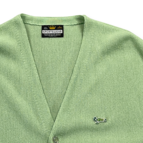 Vintage Crown Sportswear Sweater Adult MEDIUM Green Cardigan Knit Turtle USA 70s-2 Vintage Crown Sportswear Sweater Adult MEDIUM Green Cardigan Knit Turtle USA 70s