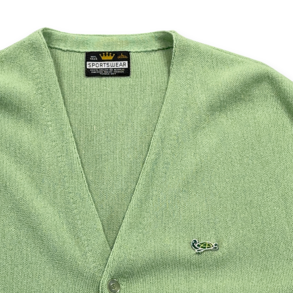 Vintage Crown Sportswear Sweater Adult MEDIUM Green Cardigan Knit Turtle USA 70s-2 Vintage Crown Sportswear Sweater Adult MEDIUM Green Cardigan Knit Turtle USA 70s