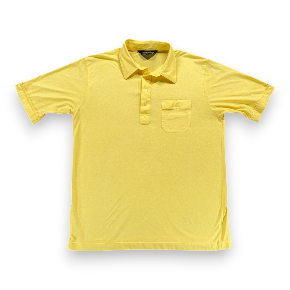 Vintage Arrow Polo Shirt Adult MEDIUM Yellow Tournament Single Stitch Pocket 80s-1 Vintage Arrow Polo Shirt Adult MEDIUM Yellow Tournament Single Stitch Pocket 80s