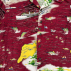 Vintage Kennington Hawaiian Shirt Adult LARGE Red Santa Catalina Cali Rayon 90s