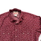 Wrangler Western Shirt Adult LARGE Red Striped Geometric Pearl Snap Cowboy Rodeo