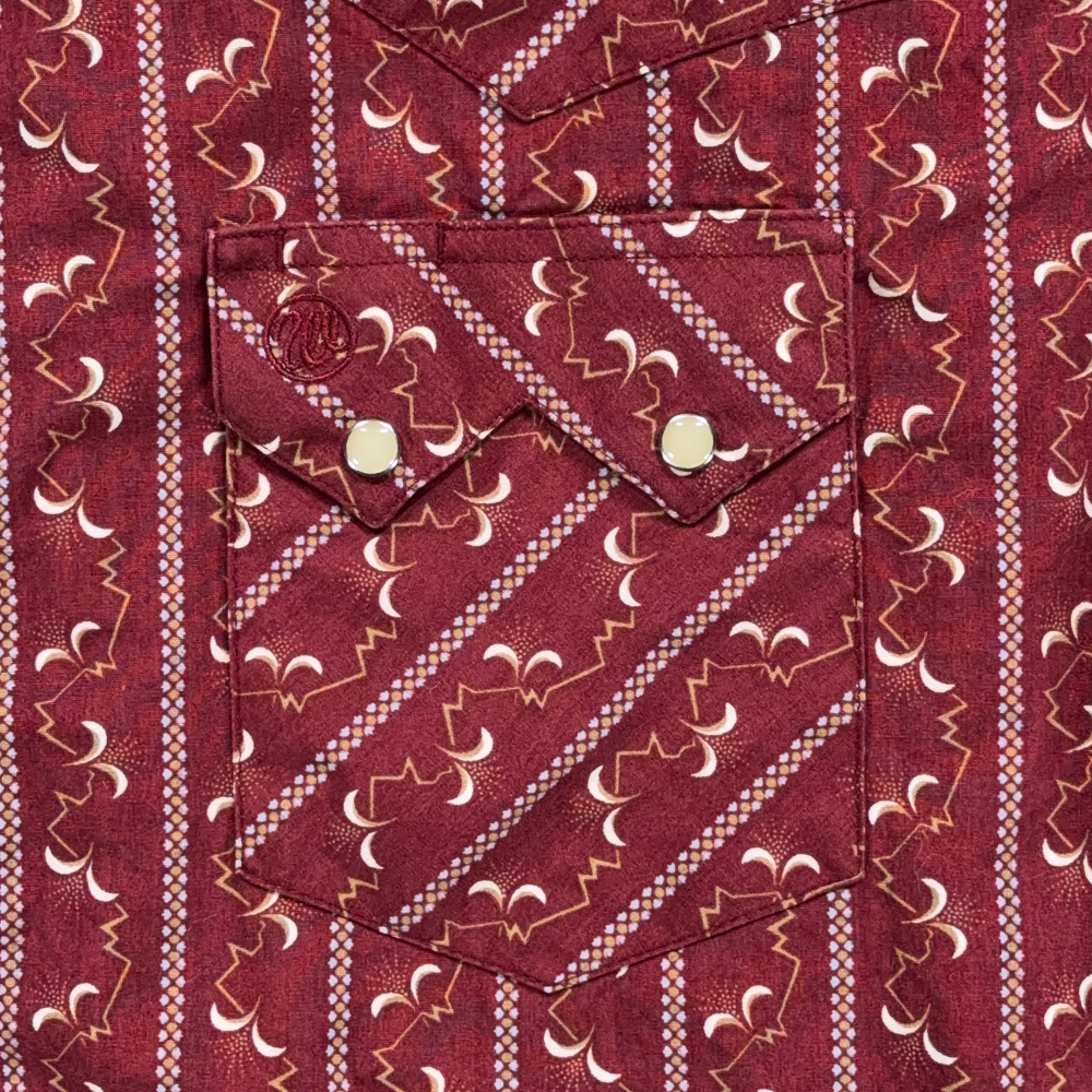 Wrangler Western Shirt Adult LARGE Red Striped Geometric Pearl Snap Cowboy Rodeo-6 Wrangler Western Shirt Adult LARGE Red Striped Geometric Pearl Snap Cowboy Rodeo