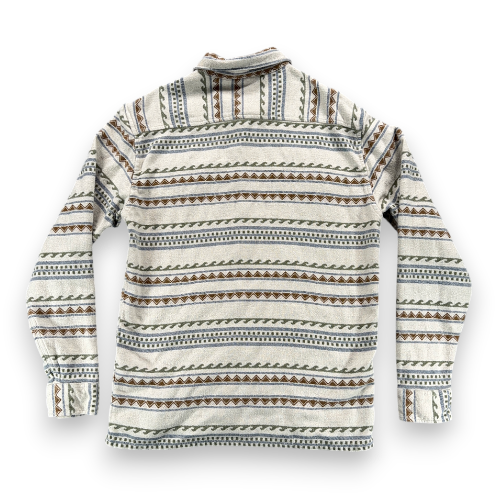 Billabong Shirt Adult MEDIUM White Brown Blue Striped Geometric Flannel Surf-3 Billabong Shirt Adult MEDIUM White Brown Blue Striped Geometric Flannel Surf