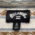 Billabong Shirt Adult MEDIUM White Brown Blue Striped Geometric Flannel Surf