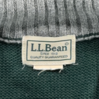 LL Bean Sweater Adult MEDIUM Green Gray Quarter Zip Fair Isle Nordic Cotton Y2K