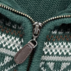 LL Bean Sweater Adult MEDIUM Green Gray Quarter Zip Fair Isle Nordic Cotton Y2K