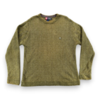 Vintage Chaps Ralph Lauren Sweater Adult LARGE Green Cotton Herringbone Knit Y2K