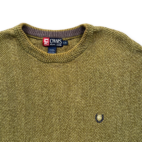 Vintage Chaps Ralph Lauren Sweater Adult LARGE Green Cotton Herringbone Knit Y2K