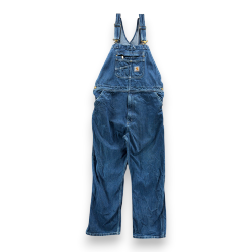 Carhartt Overalls Mens 40x29 Blue Bib Cotton Dark Wash Denim Workwear 40x30 Tag