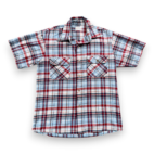 Vintage Big Mac Shirt Adult MEDIUM Blue Red Plaid Camp Collar Workwear 70s
