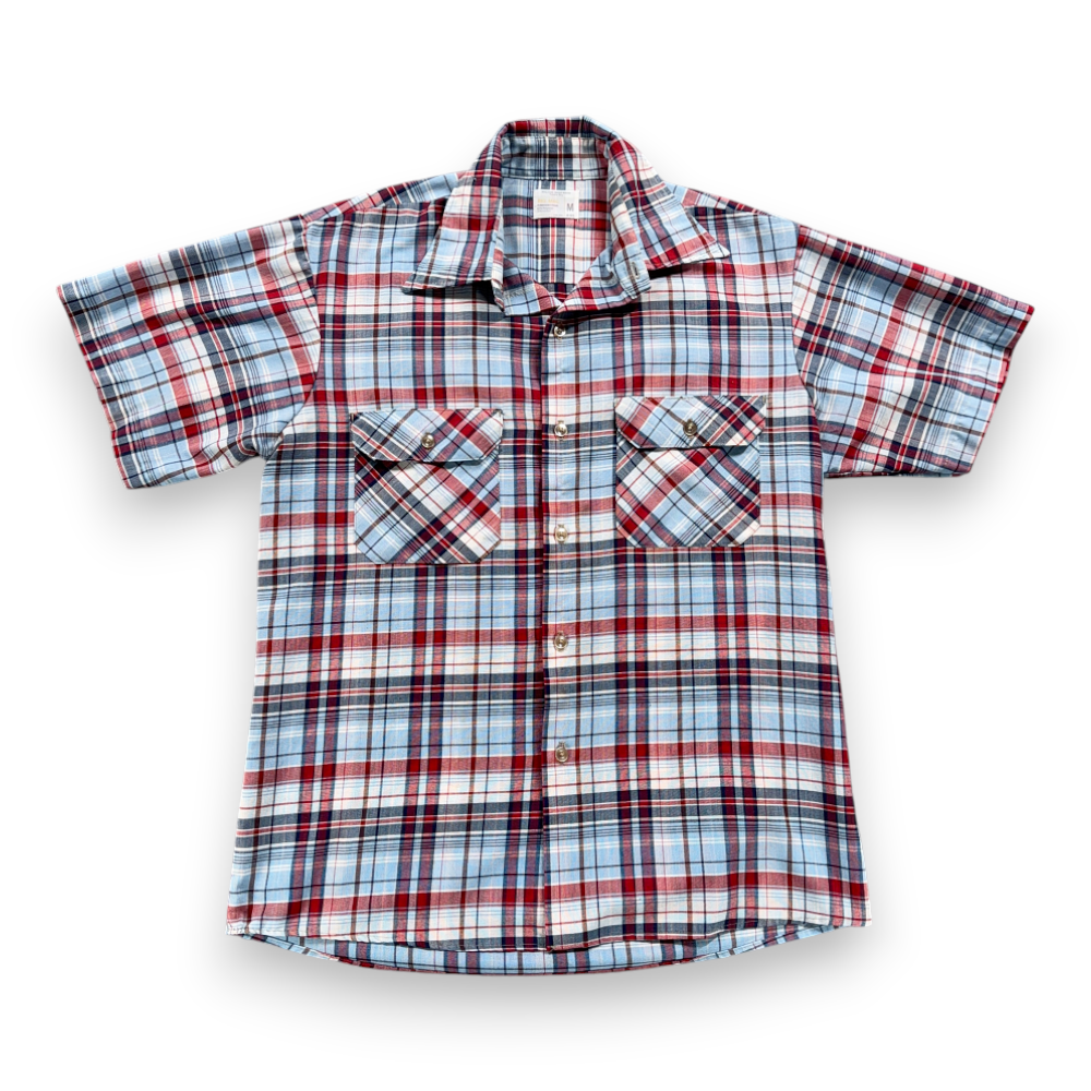 Vintage Big Mac Shirt Adult MEDIUM Blue Red Plaid Camp Collar Workwear 70s-1 Vintage Big Mac Shirt Adult MEDIUM Blue Red Plaid Camp Collar Workwear 70s