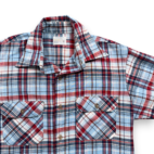 Vintage Big Mac Shirt Adult MEDIUM Blue Red Plaid Camp Collar Workwear 70s