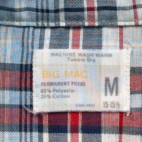 Vintage Big Mac Shirt Adult MEDIUM Blue Red Plaid Camp Collar Workwear 70s