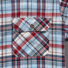 Vintage Big Mac Shirt Adult MEDIUM Blue Red Plaid Camp Collar Workwear 70s