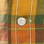 Vintage Madras Shirt Adult LARGE Yellow Green Plaid Loop Collar Camp Mod 60s