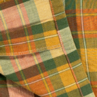 Vintage Madras Shirt Adult LARGE Yellow Green Plaid Loop Collar Camp Mod 60s