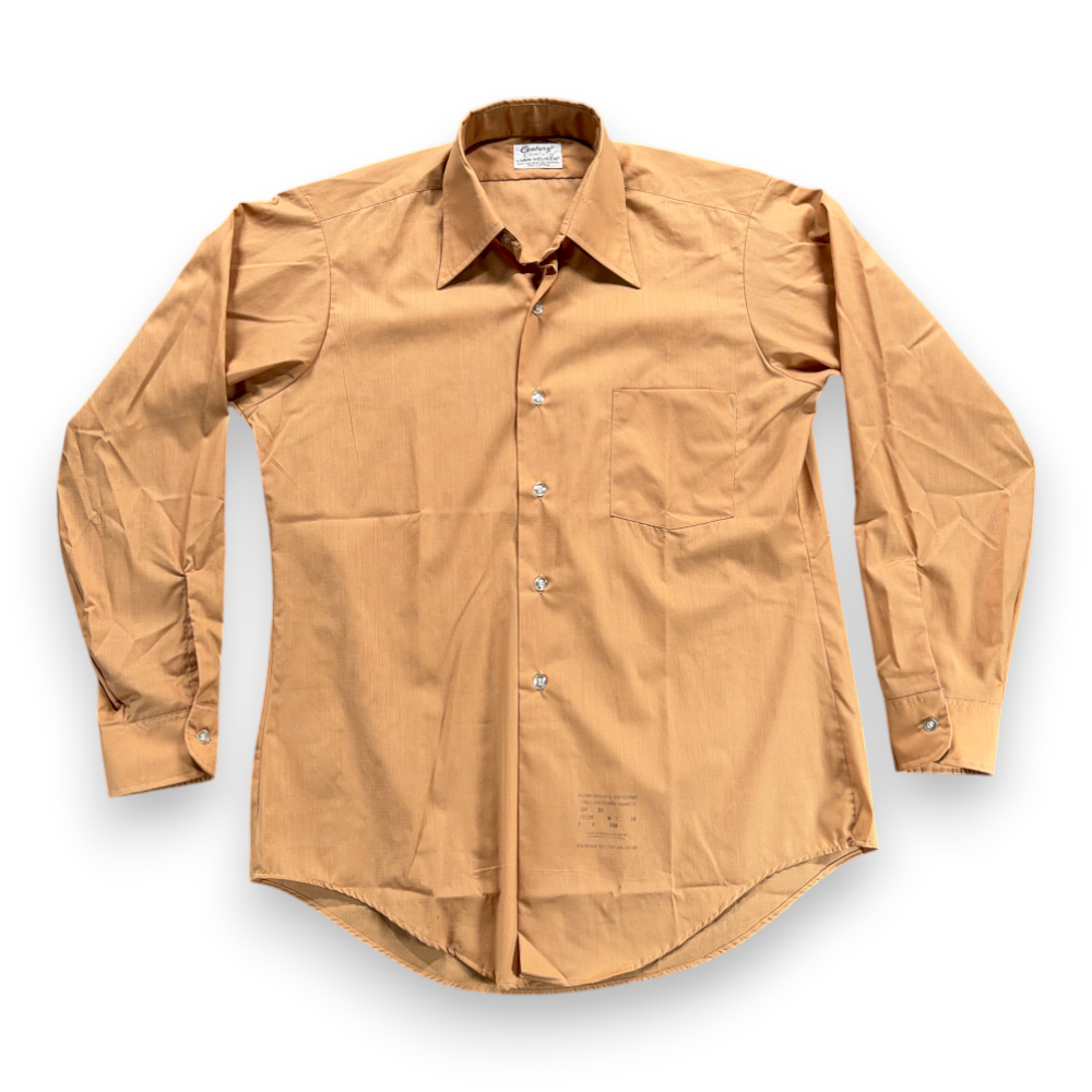 Vintage Van Heusen Shirt Adult MEDIUM Brown Caramel Century Dacron Disco USA 70s-1 Vintage Van Heusen Shirt Adult MEDIUM Brown Caramel Century Dacron Disco USA 70s