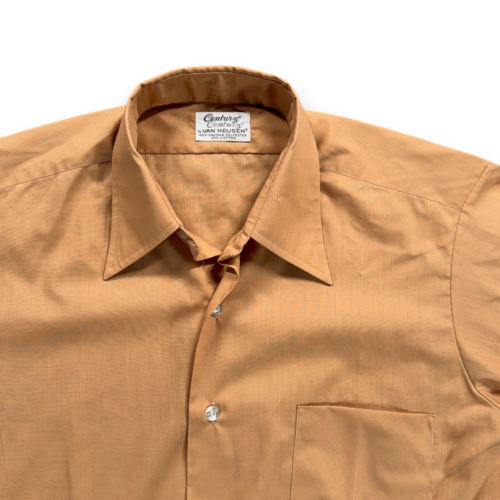 Vintage Van Heusen Shirt Adult MEDIUM Brown Caramel Century Dacron Disco USA 70s-2 Vintage Van Heusen Shirt Adult MEDIUM Brown Caramel Century Dacron Disco USA 70s