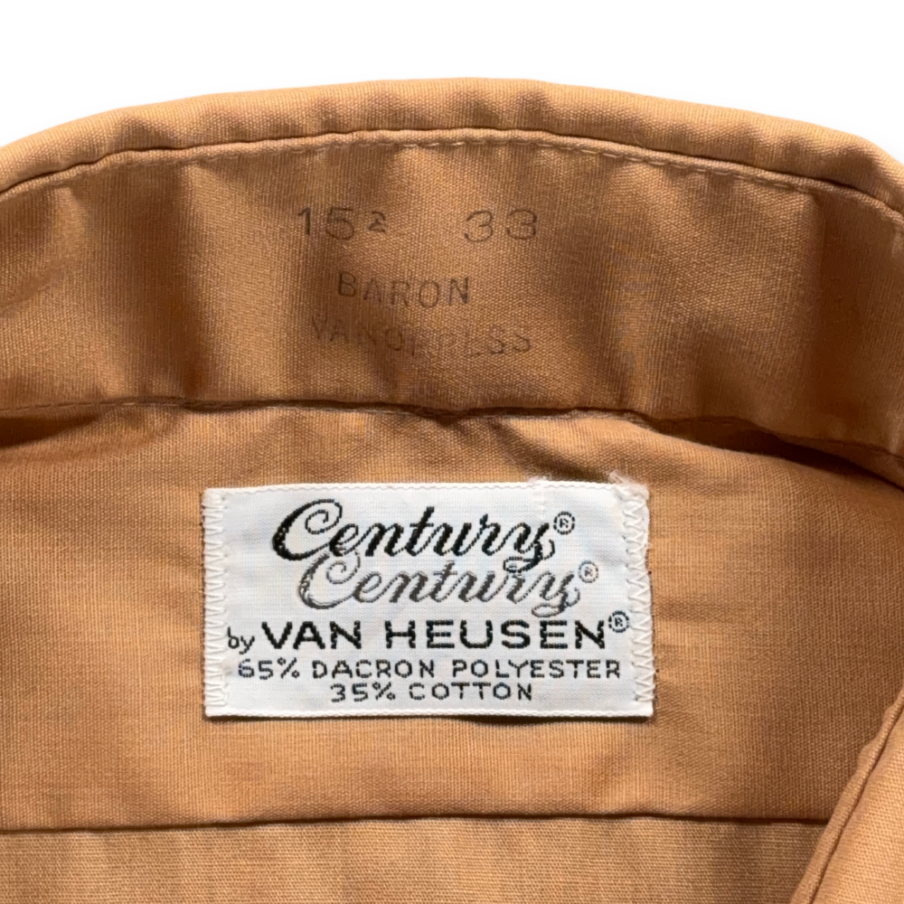 Vintage Van Heusen Shirt Adult MEDIUM Brown Caramel Century Dacron Disco USA 70s-4 Vintage Van Heusen Shirt Adult MEDIUM Brown Caramel Century Dacron Disco USA 70s