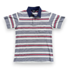 Vintage Knightsbridge Polo Shirt Adult SMALL Blue White Red Striped Pocket 80s