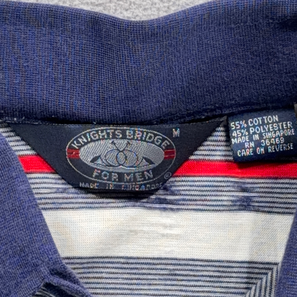 Vintage Knightsbridge Polo Shirt Adult SMALL Blue White Red Striped Pocket 80s-4 Vintage Knightsbridge Polo Shirt Adult SMALL Blue White Red Striped Pocket 80s