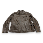 Eddie Bauer Leather Jacket Adult 2XL XXL Brown Genuine Cow Talon Motorcycle Y2K