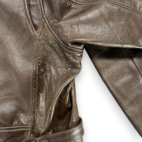 Eddie Bauer Leather Jacket Adult 2XL XXL Brown Genuine Cow Talon Motorcycle Y2K