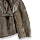 Eddie Bauer Leather Jacket Adult 2XL XXL Brown Genuine Cow Talon Motorcycle Y2K