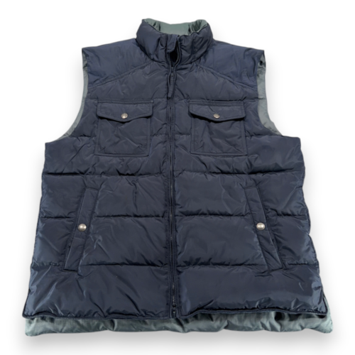 Banana Republic Vest Adult EXTRA LARGE Blue Gray Nylon Down Feather Puffer Y2K