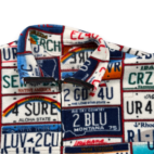Vintage Sweater Adult LARGE White License Plates Novelty States Fleece USA 90s