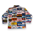 Vintage Sweater Adult LARGE White License Plates Novelty States Fleece USA 90s