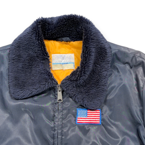 Vintage Sears Jacket Adult LARGE Blue Nylon Bomber Sherpa Flight Workwear 80s-2 Vintage Sears Jacket Adult LARGE Blue Nylon Bomber Sherpa Flight Workwear 80s