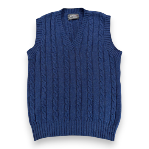 Vintage Jantzen Sweater Vest Adult MEDIUM Blue Cable Knit VNeck Preppy 80s