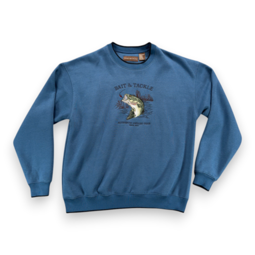 Vintage Bass Fish Sweater Adult EXTRA LARGE Blue Sweatshirt Bait Outdoor 90s